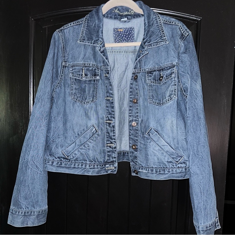 American Eagle XL Crop Jean Denim Jacket